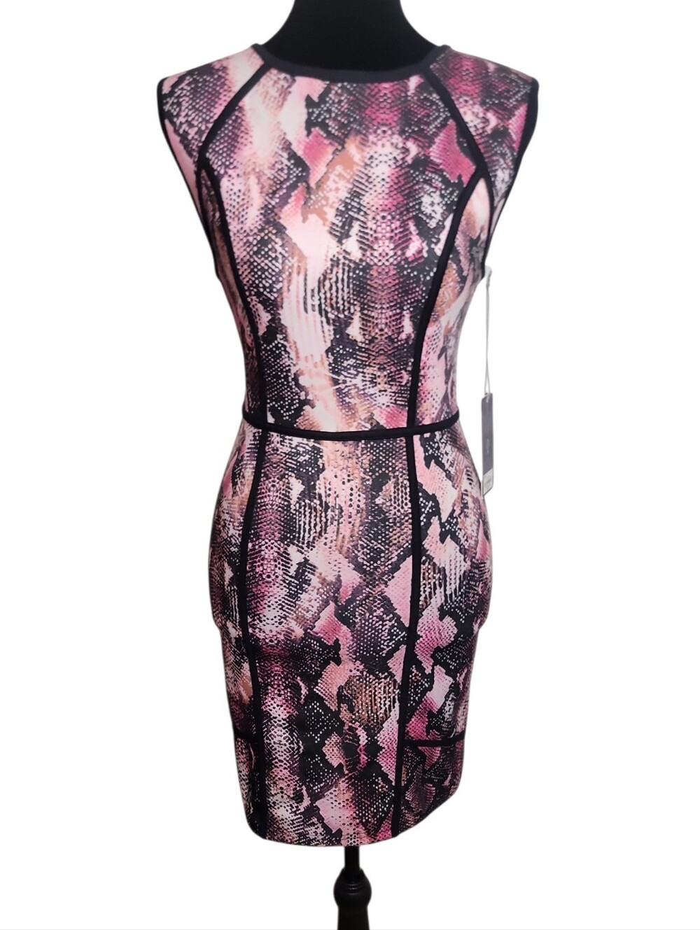 Jennifer Lopez snakeskin print bodycon dress women's size 0 petite sleeveless